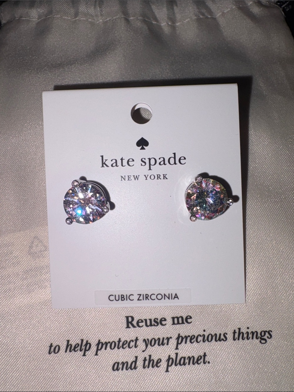 Kate Spade Rise and Shine Studs Earrings in Silver and Iridescent nwt